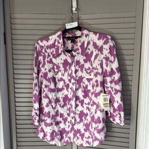 Style & Co. Purple and White Abstract Blazer